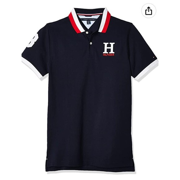 Hilfiger Boys Short Sleeve Stretch Ivy Polo Collared Shirt Sz 16/18 - Picture 2 of 3